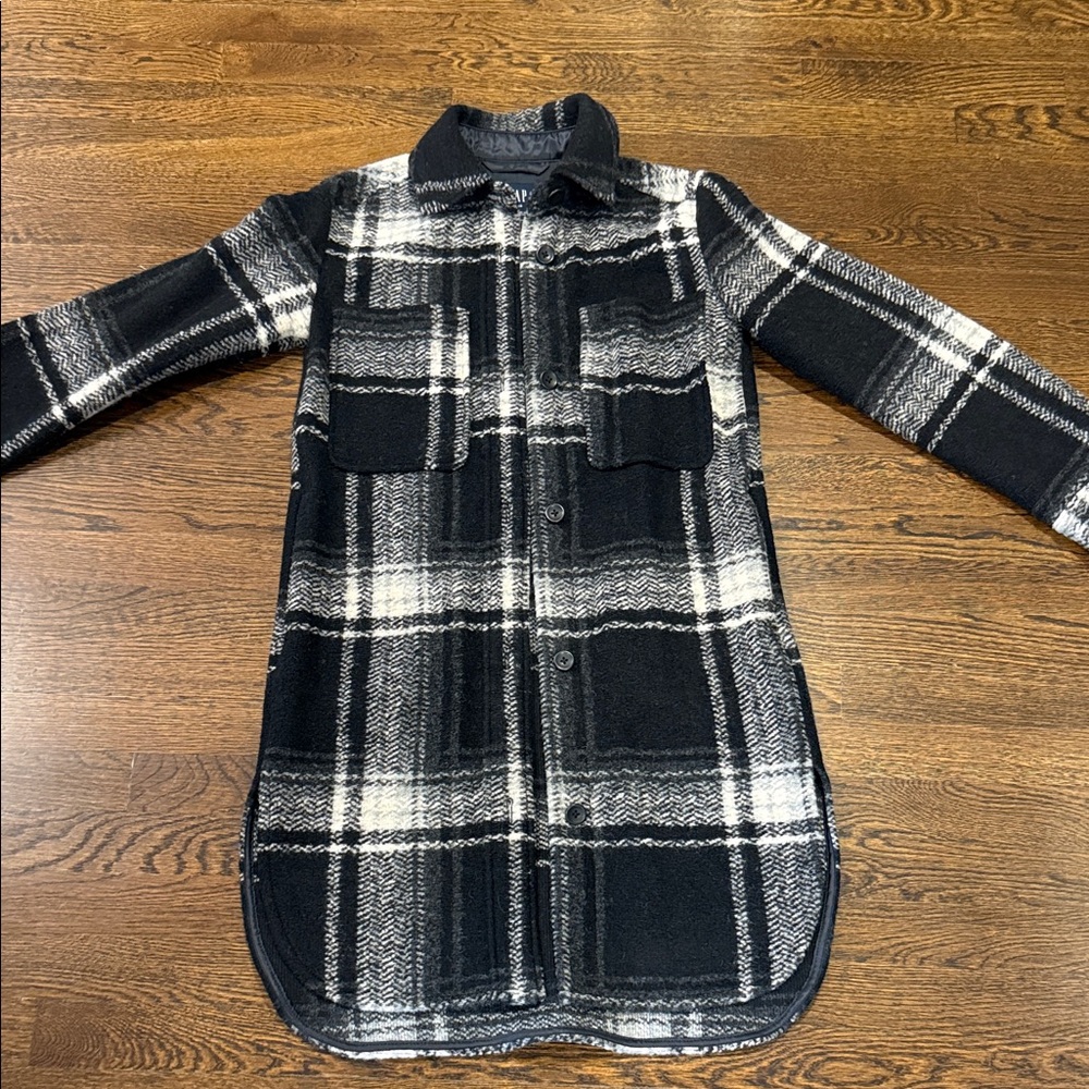 GAP Plaid Wool Long Shirt Jacket — BARELY WORN — XXS